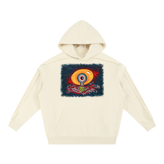 Curse of Gilded Wealth, Worms of Dark Desire #3 | Contrast Tape Raw Edge Double Layered Hoodie