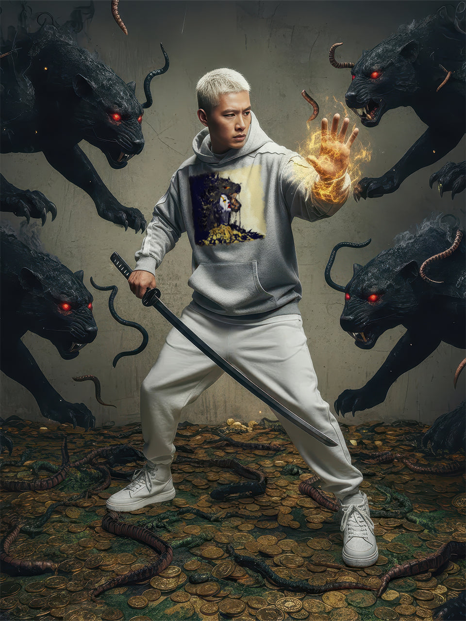 Devotion of the Desire, Feast of the Beast #1 | Contrast Tape Raw Edge Double Layered Hoodie