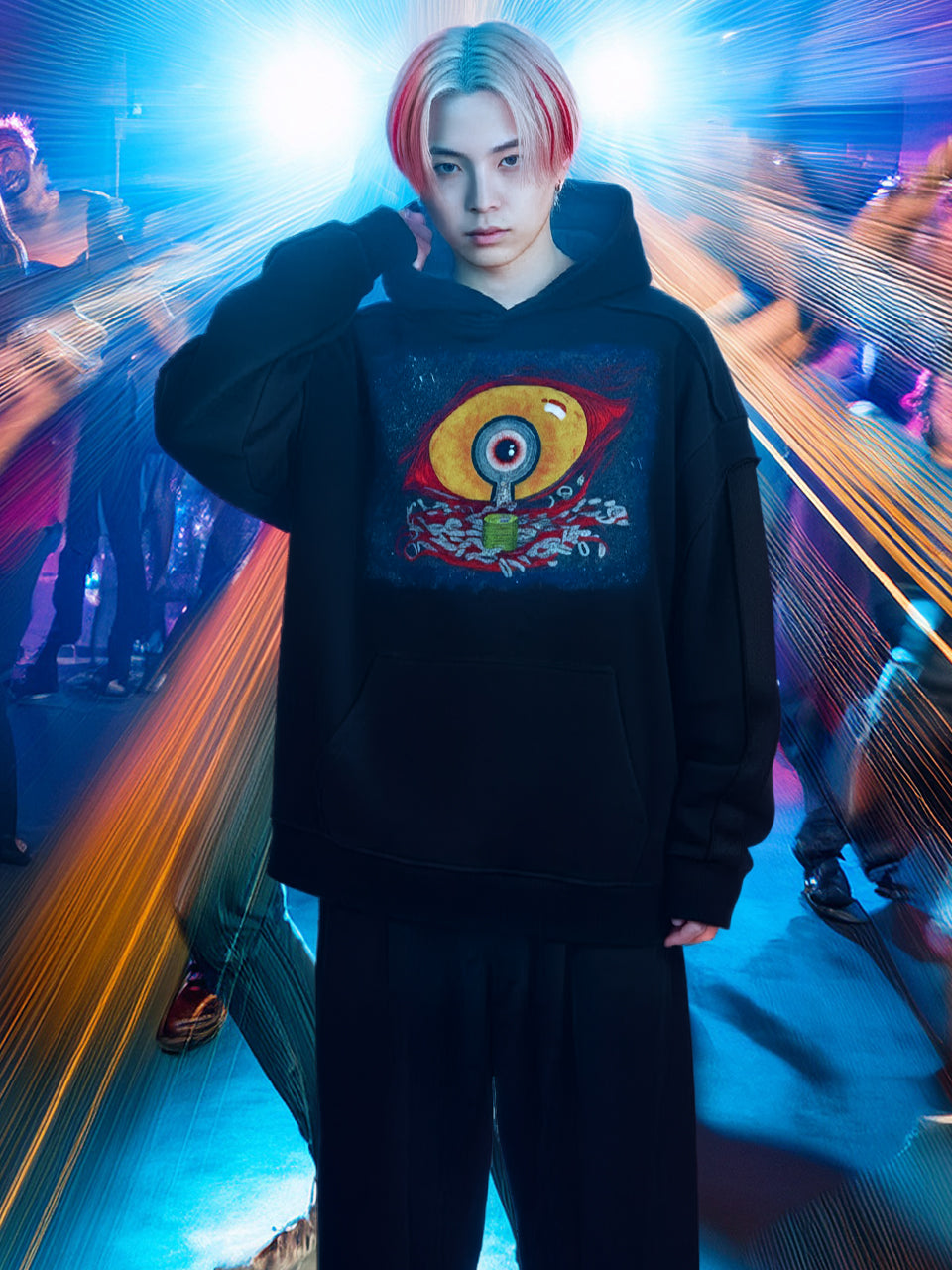 Curse of Gilded Wealth, Worms of Dark Desire #3 | Contrast Tape Raw Edge Double Layered Hoodie