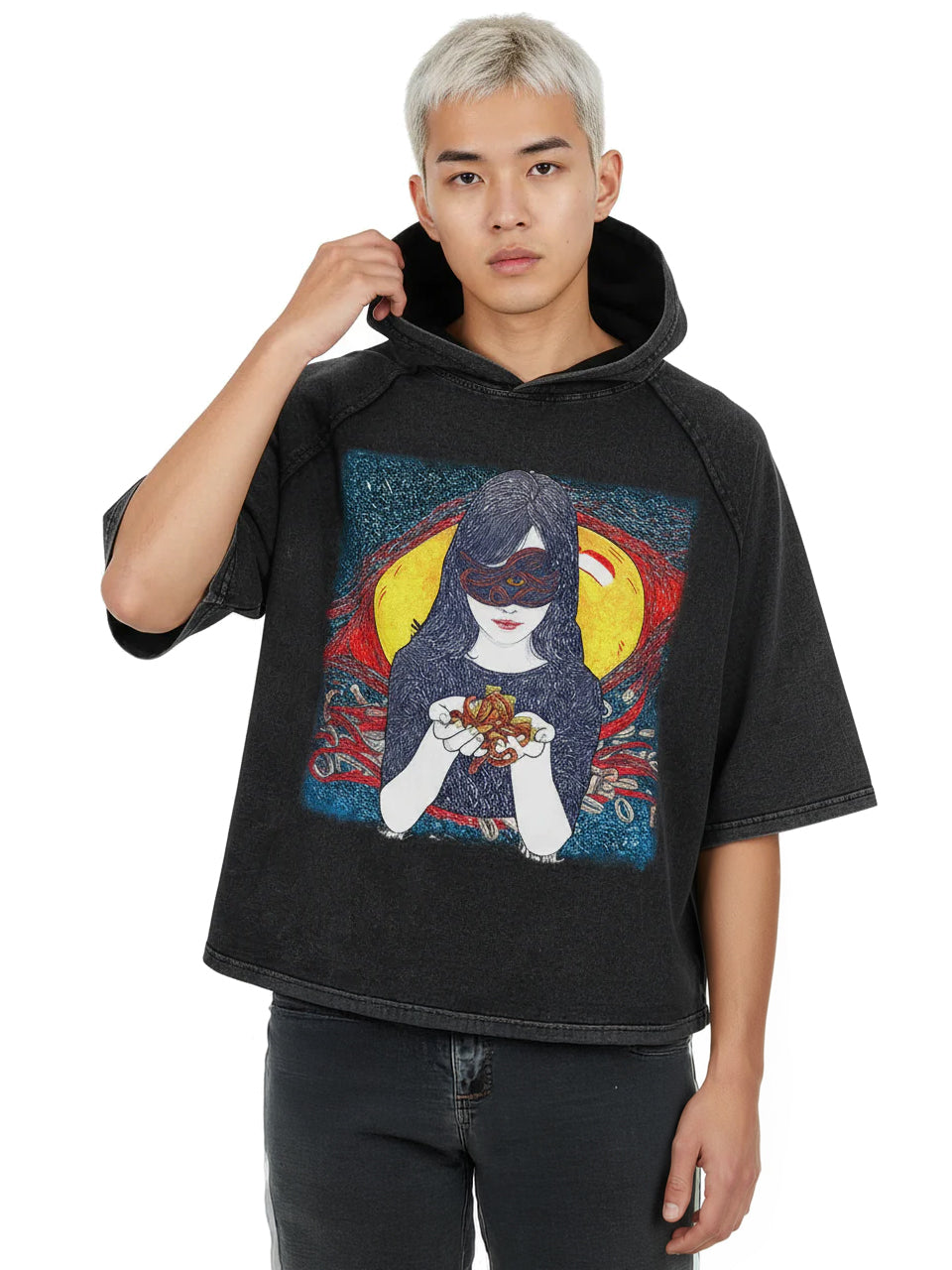 Curse of Gilded Wealth, Worms of Dark Desire #2 | Snow Washed Hooded Boxy T-Shirt