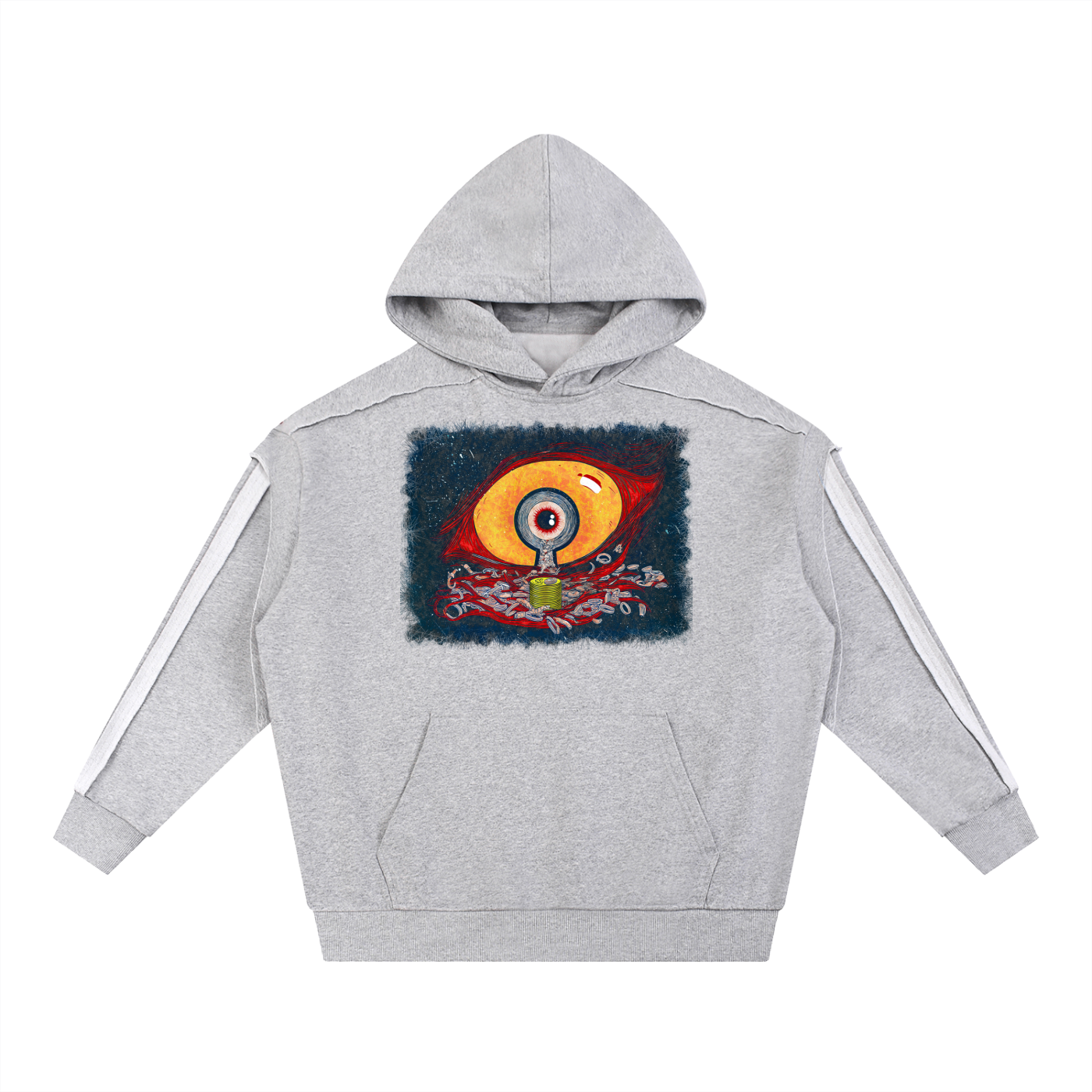 Curse of Gilded Wealth, Worms of Dark Desire #3 | Contrast Tape Raw Edge Double Layered Hoodie