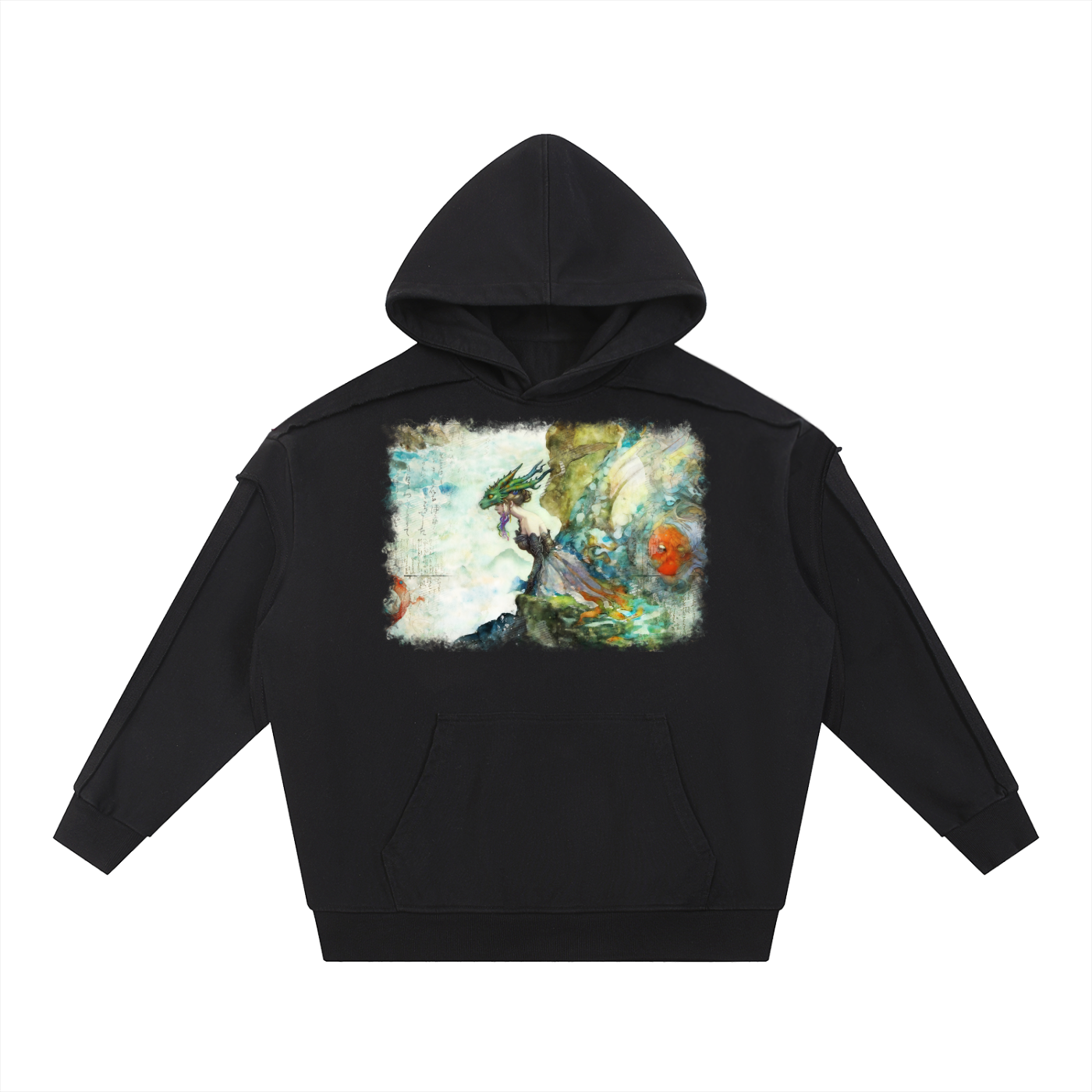 Defiant Princess: A Dragon Girl’s Summer Heartbreak | Contrast Tape Raw Edge Double Layered Hoodie