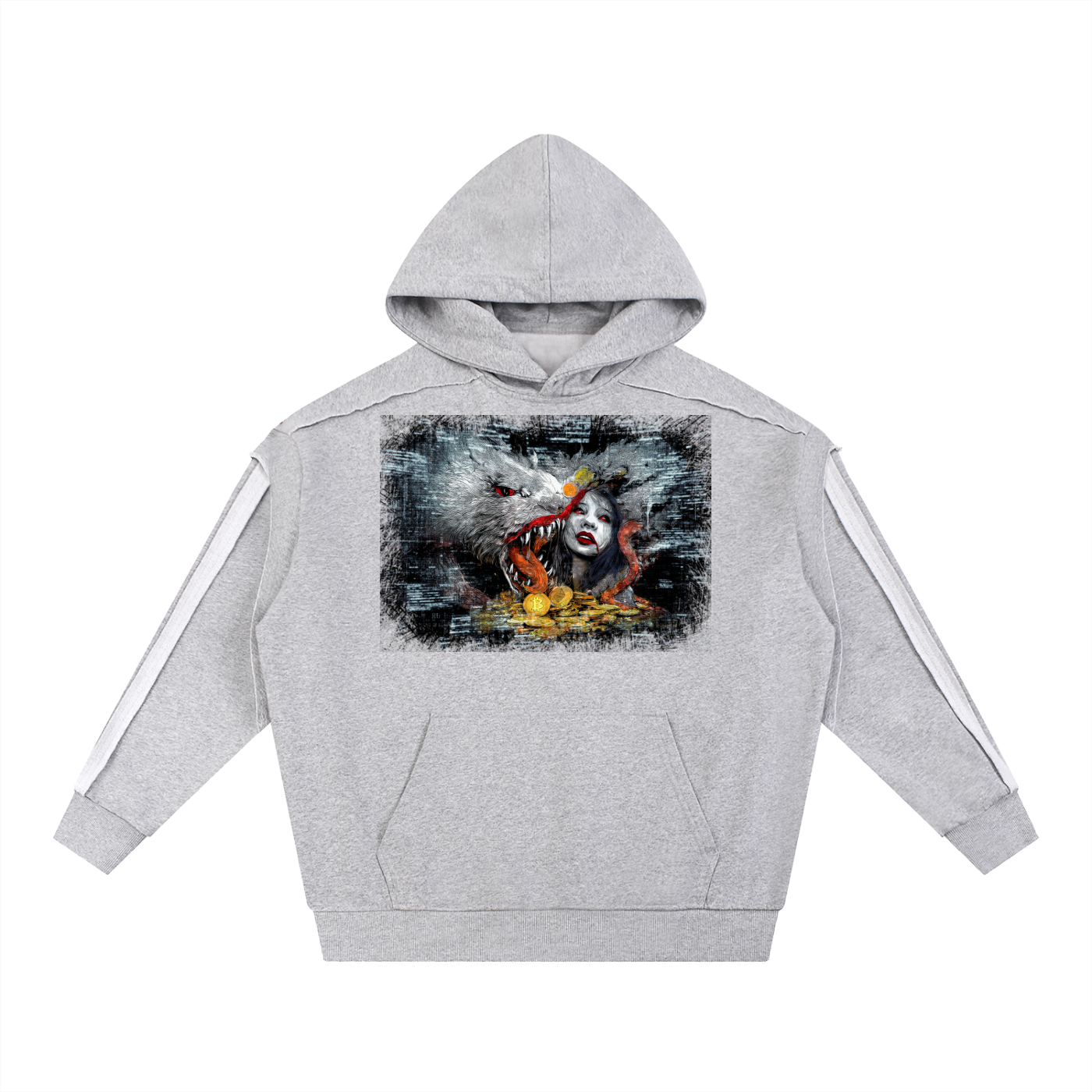 Devotion of the Desire, Feast of the Beast #3 | Contrast Tape Raw Edge Double Layered Hoodie