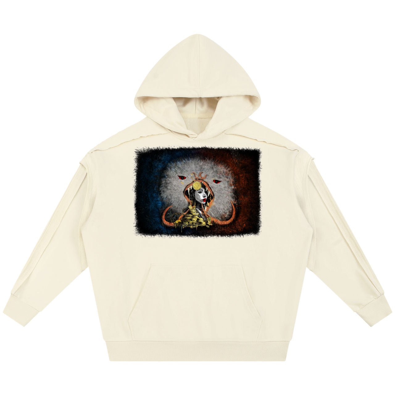 Devotion of the Desire, Feast of the Beast #2 | Contrast Tape Raw Edge Double Layered Hoodie