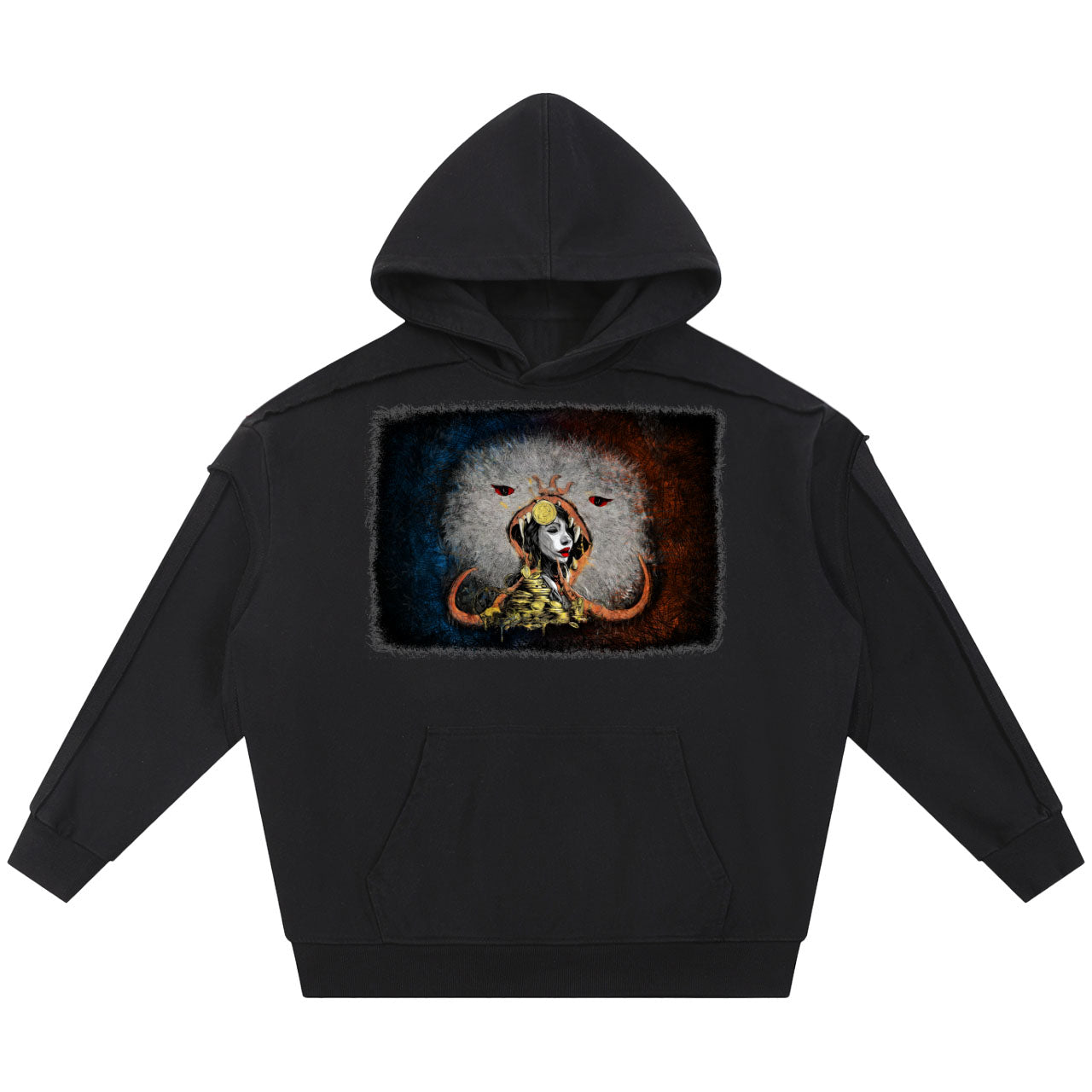 Devotion of the Desire, Feast of the Beast #2 | Contrast Tape Raw Edge Double Layered Hoodie