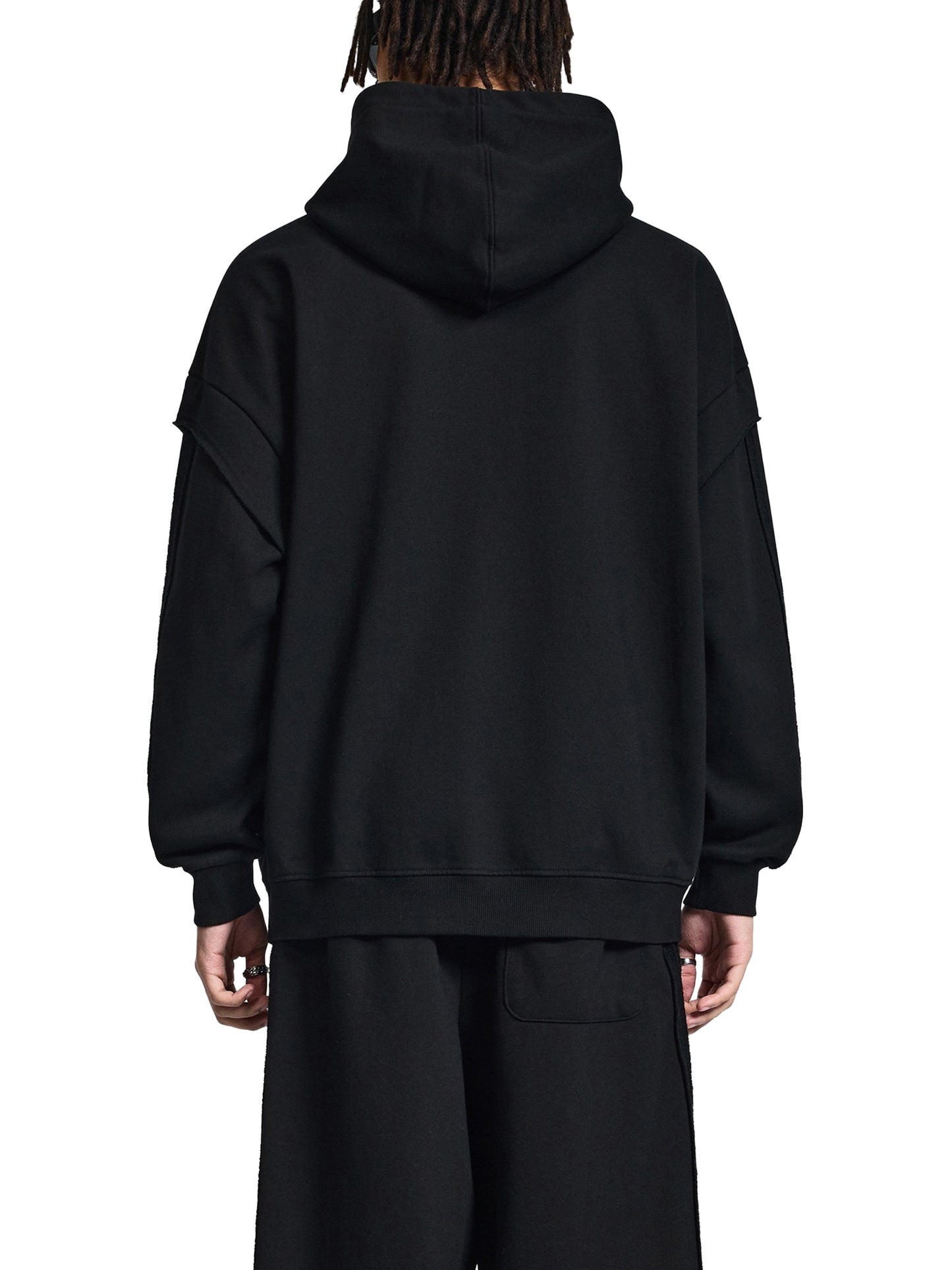 A Celestial Sorceress in the Moonlit Realm #1 | Contrast Tape Raw Edge Double Layered Hoodie