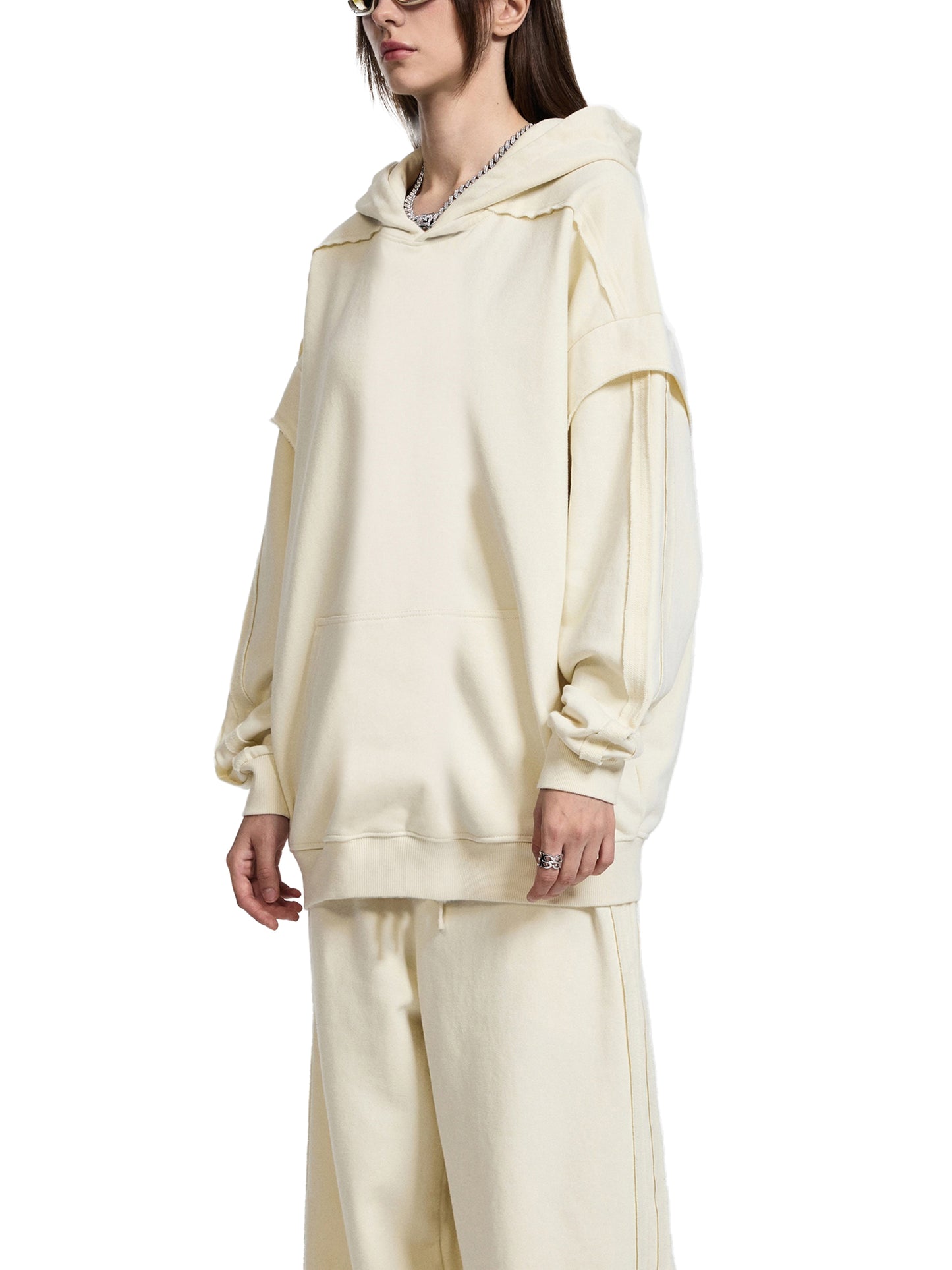 A Celestial Princess in the Autumn Twilight #1 | Contrast Tape Raw Edge Double Layered Hoodie