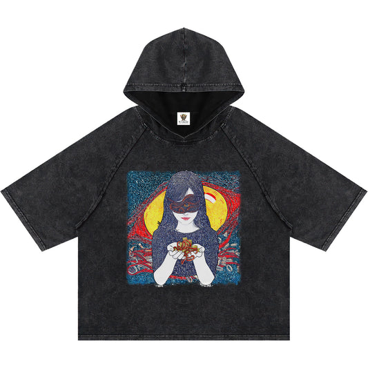 Curse of Gilded Wealth, Worms of Dark Desire #2 | Snow Washed Hooded Boxy T-Shirt